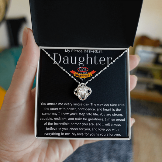 Fierce Basketball Daughter Necklace Gift – Encouraging Message Card for Athlete Daughter, Birthday, Senior Night, Christmas, Proud Parent Gift