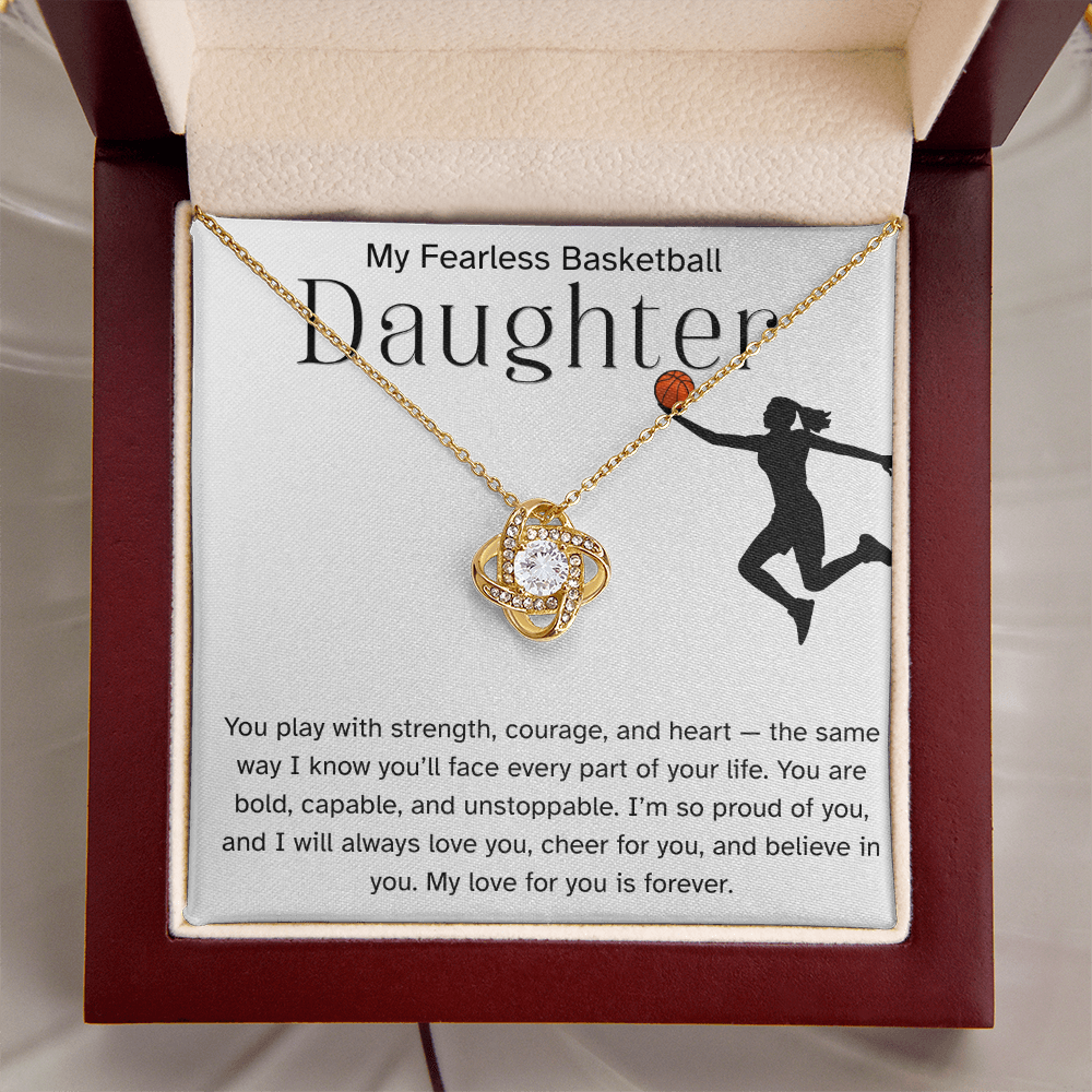 Fearless Basketball Daughter Necklace – Inspirational Sports Gift for Her