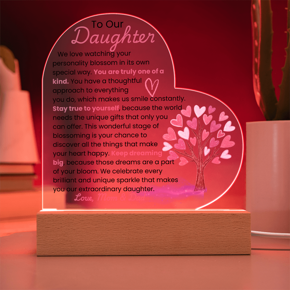 TO OUR DAUGHTER_ ACRYLIC LED HEART SHAPED PLAQUE