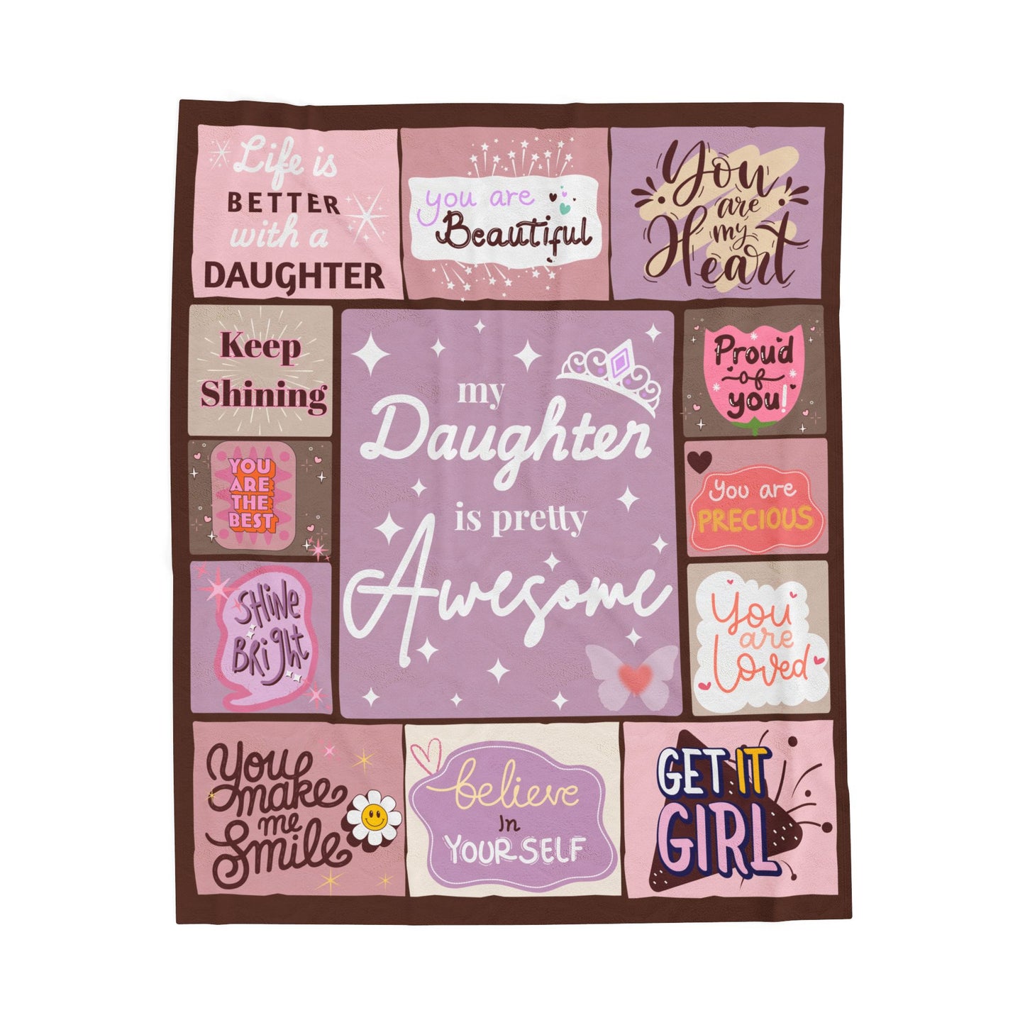 Inspirational 'My Daughter is Awesome' Velveteen Plush Blanket — Cozy Gift for Girls