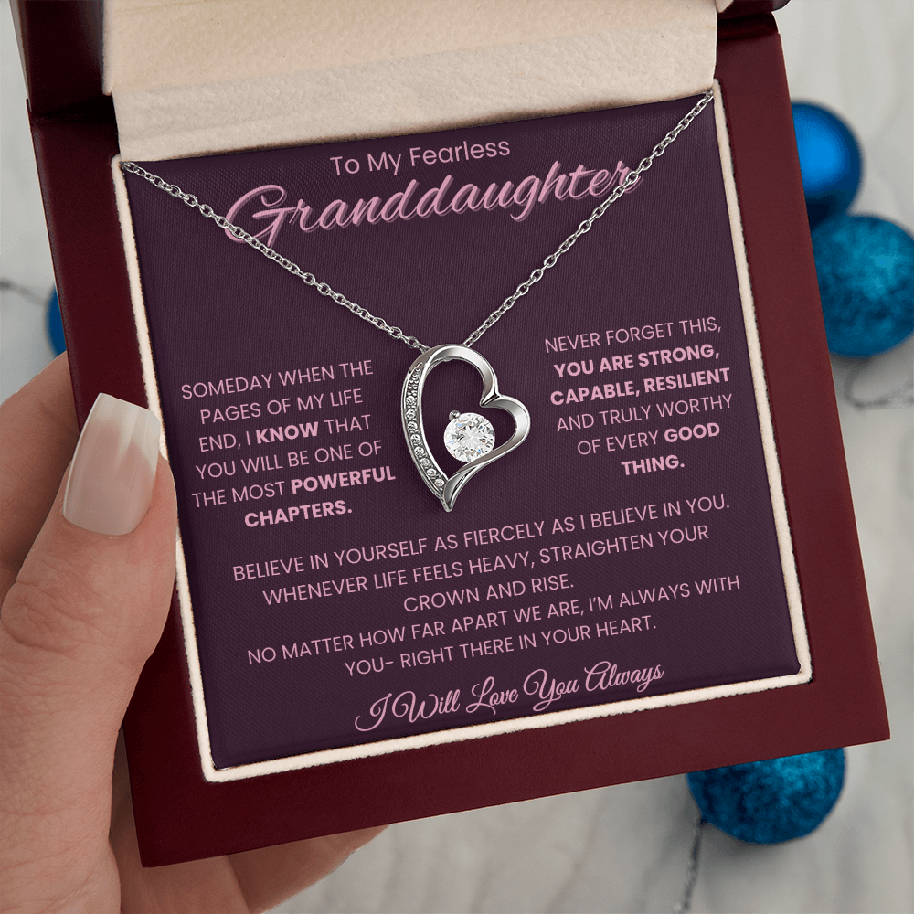 To My Fearless Granddaughter – Empowering Message Card | Strong, Resilient & Loved | Forever Love Necklace