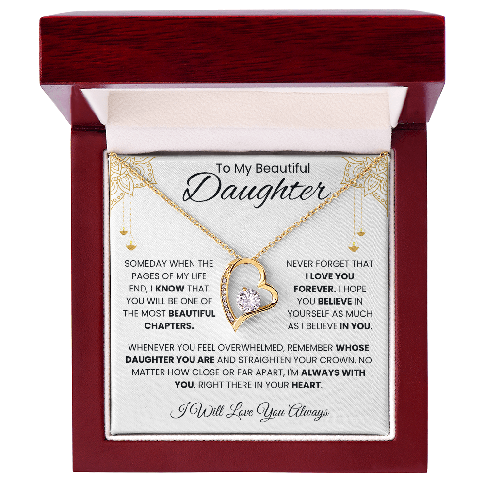 To My Beautiful Daughter – Elegant White & Gold Message Card | Encouraging Gift from Parent