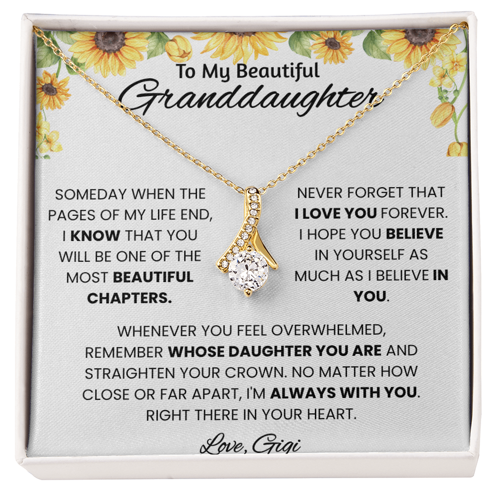 To My Beautiful Granddaughter – Message Card From Gigi | Sunflower Encouragement Gift | Always With You Keepsake