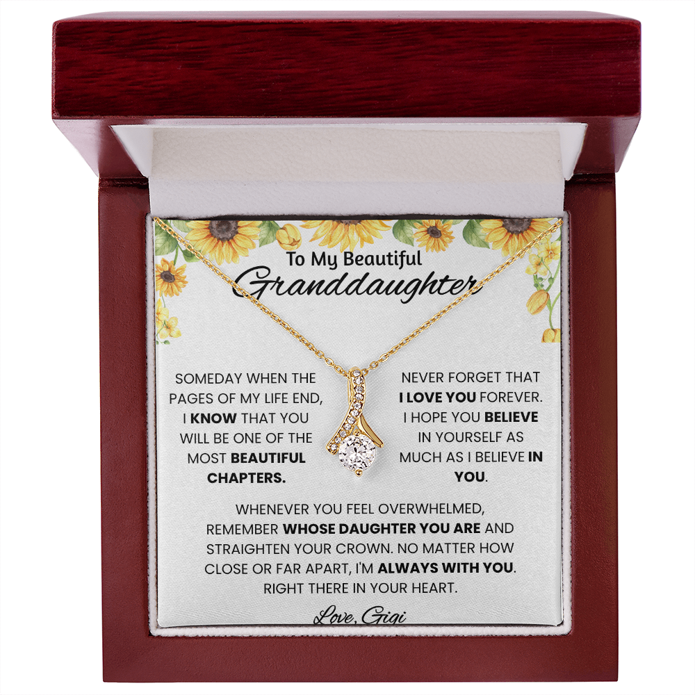 To My Beautiful Granddaughter – Message Card From Gigi | Sunflower Encouragement Gift | Always With You Keepsake