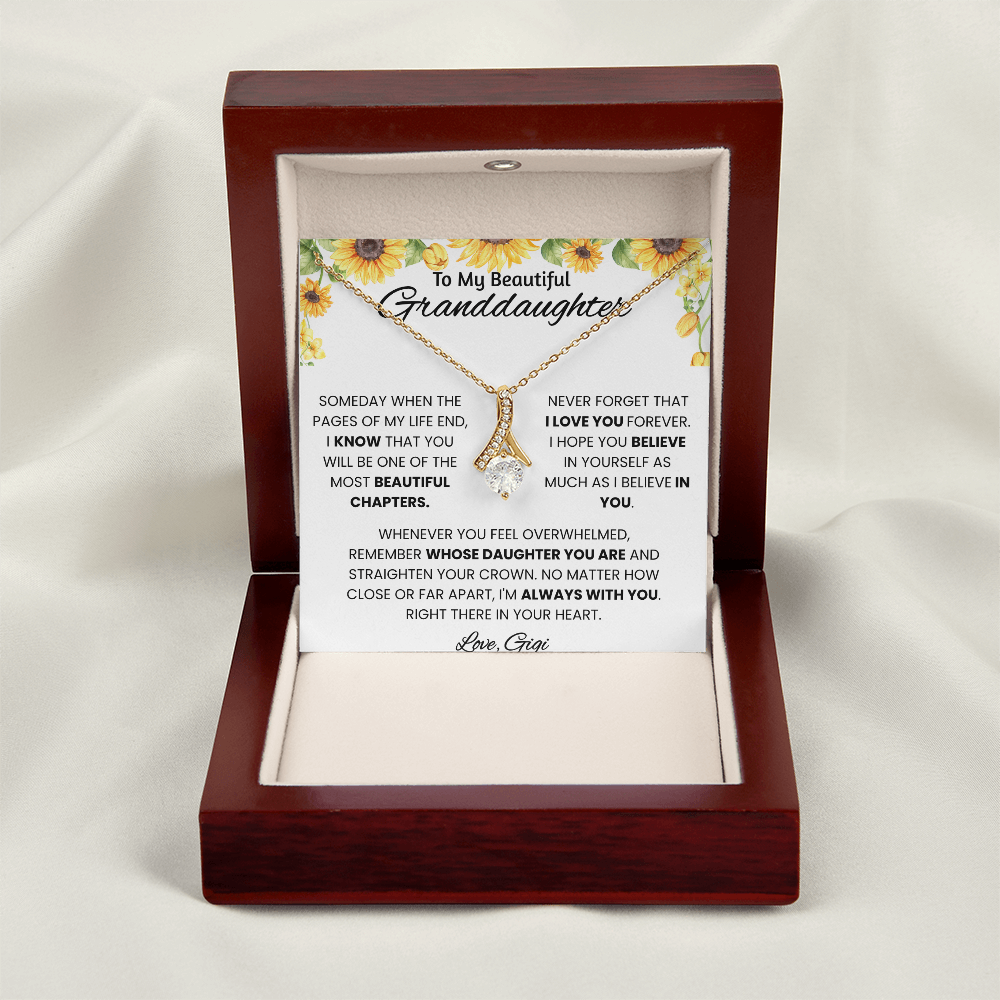 To My Beautiful Granddaughter – Message Card From Gigi | Sunflower Encouragement Gift | Always With You Keepsake