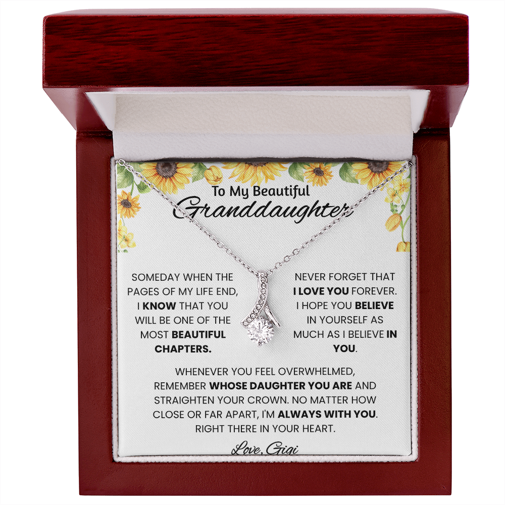 To My Beautiful Granddaughter – Message Card From Gigi | Sunflower Encouragement Gift | Always With You Keepsake