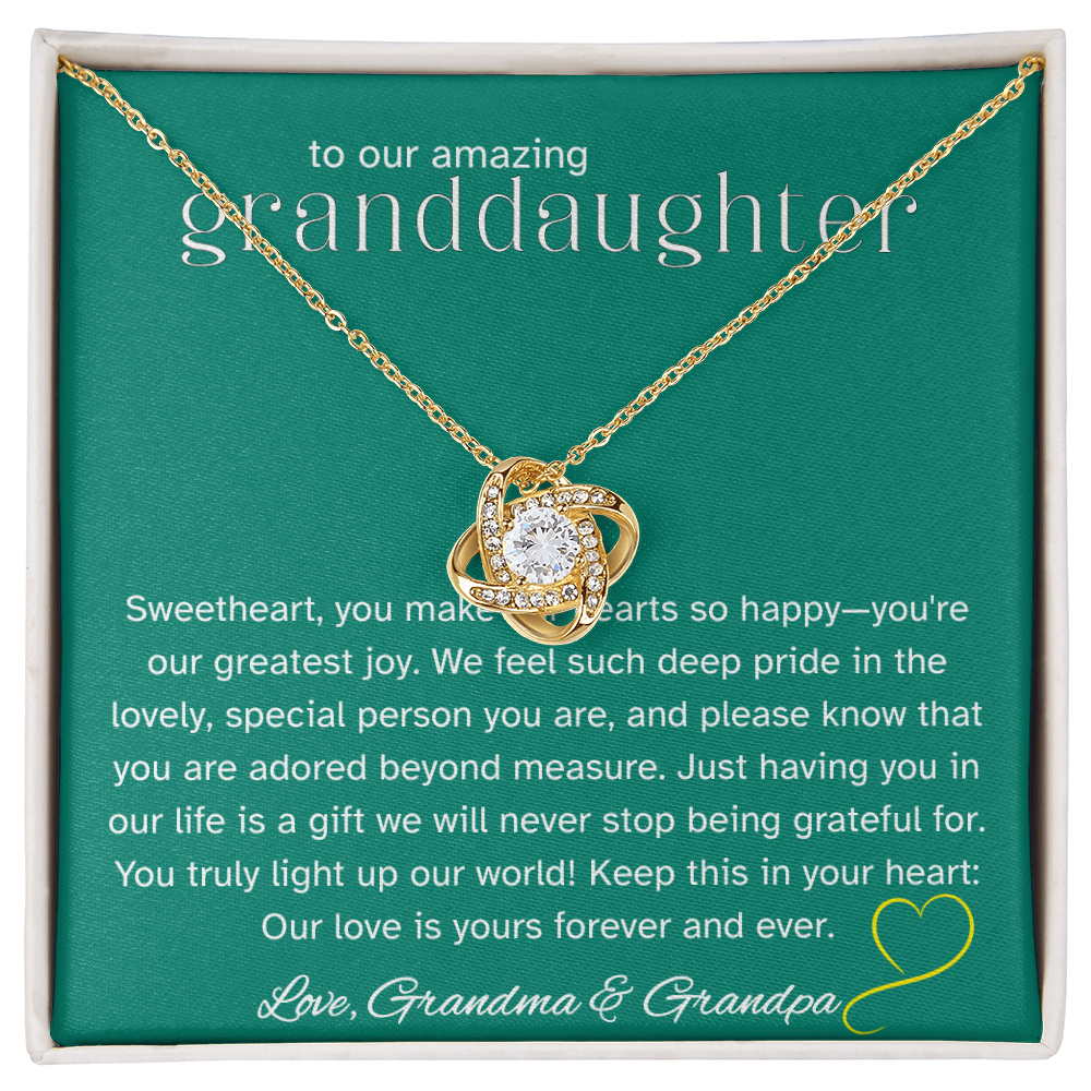 To Our Amazing Granddaughter – Love Knot Necklace from Grandma & Grandpa | Gift of Joy and Pride