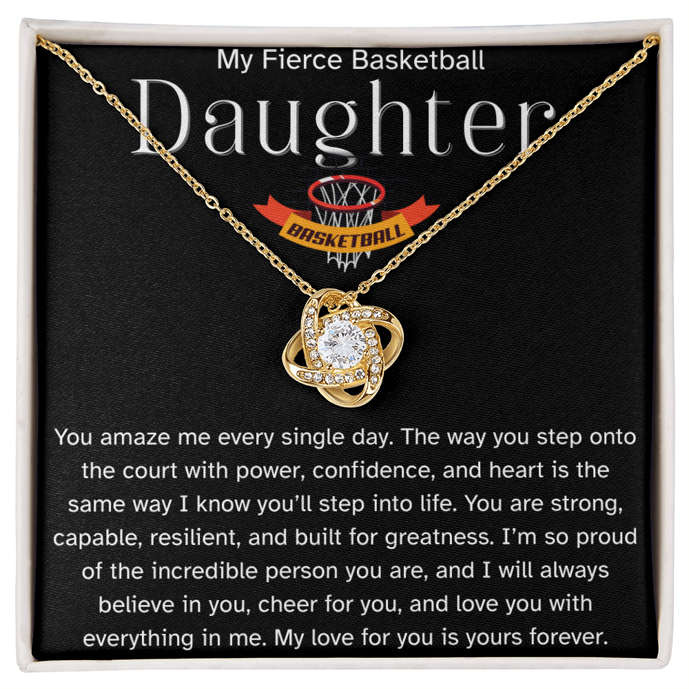 Fierce Basketball Daughter Necklace Gift – Encouraging Message Card for Athlete Daughter, Birthday, Senior Night, Christmas, Proud Parent Gift