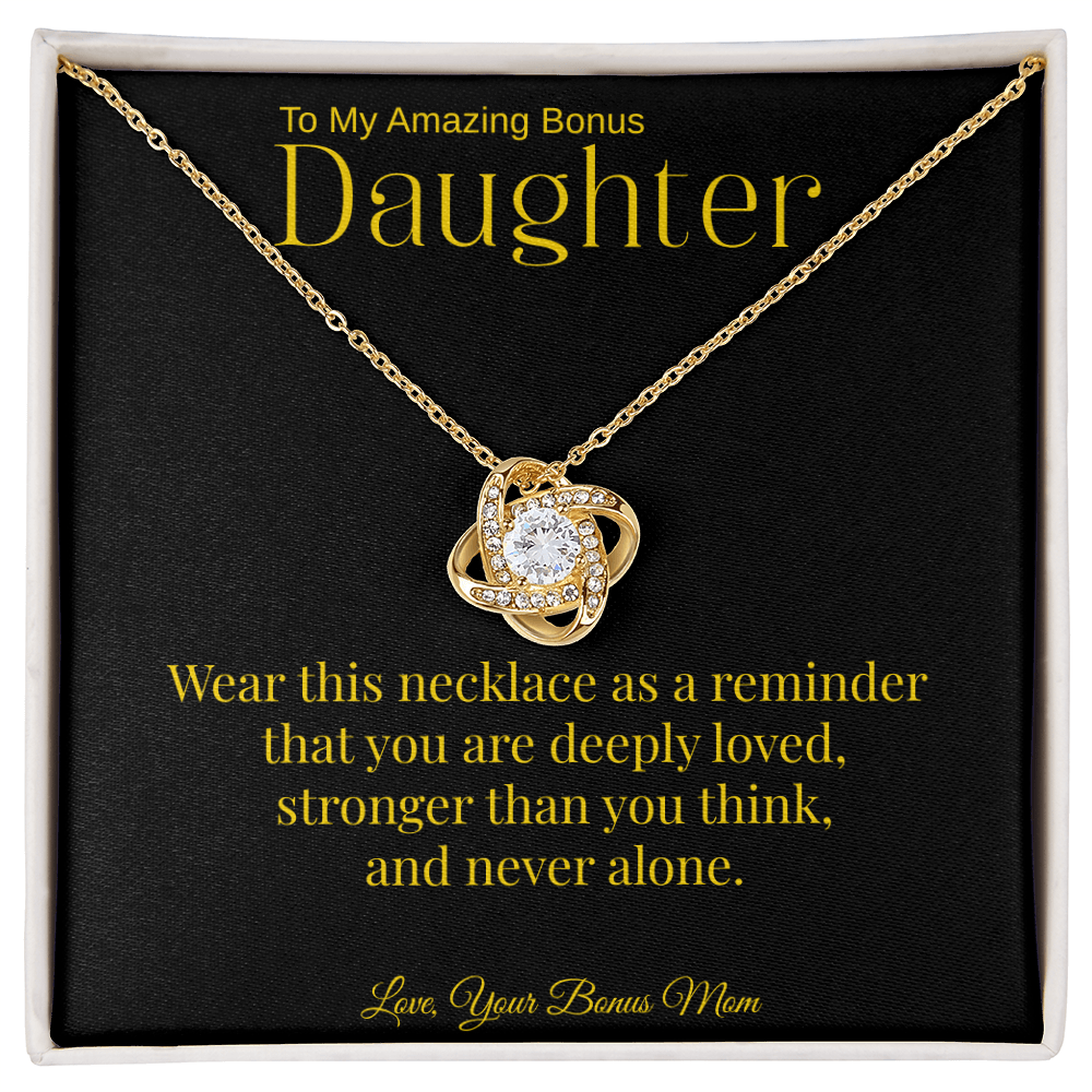 Bonus Daughter Necklace Gift From Mom | To My Bonus Daughter Jewelry | Silver or Gold Love Knot Necklace | Stepdaughter Gift
