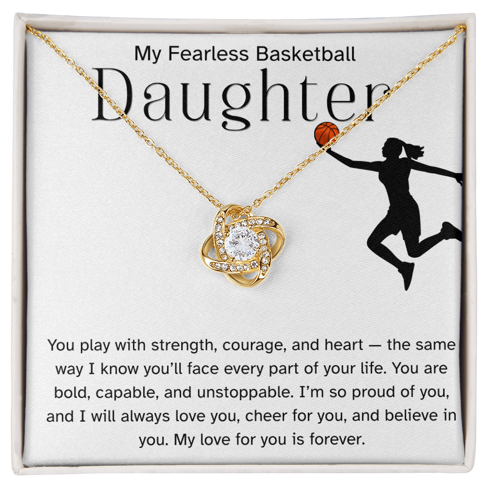 Fearless Basketball Daughter Necklace – Inspirational Sports Gift for Her