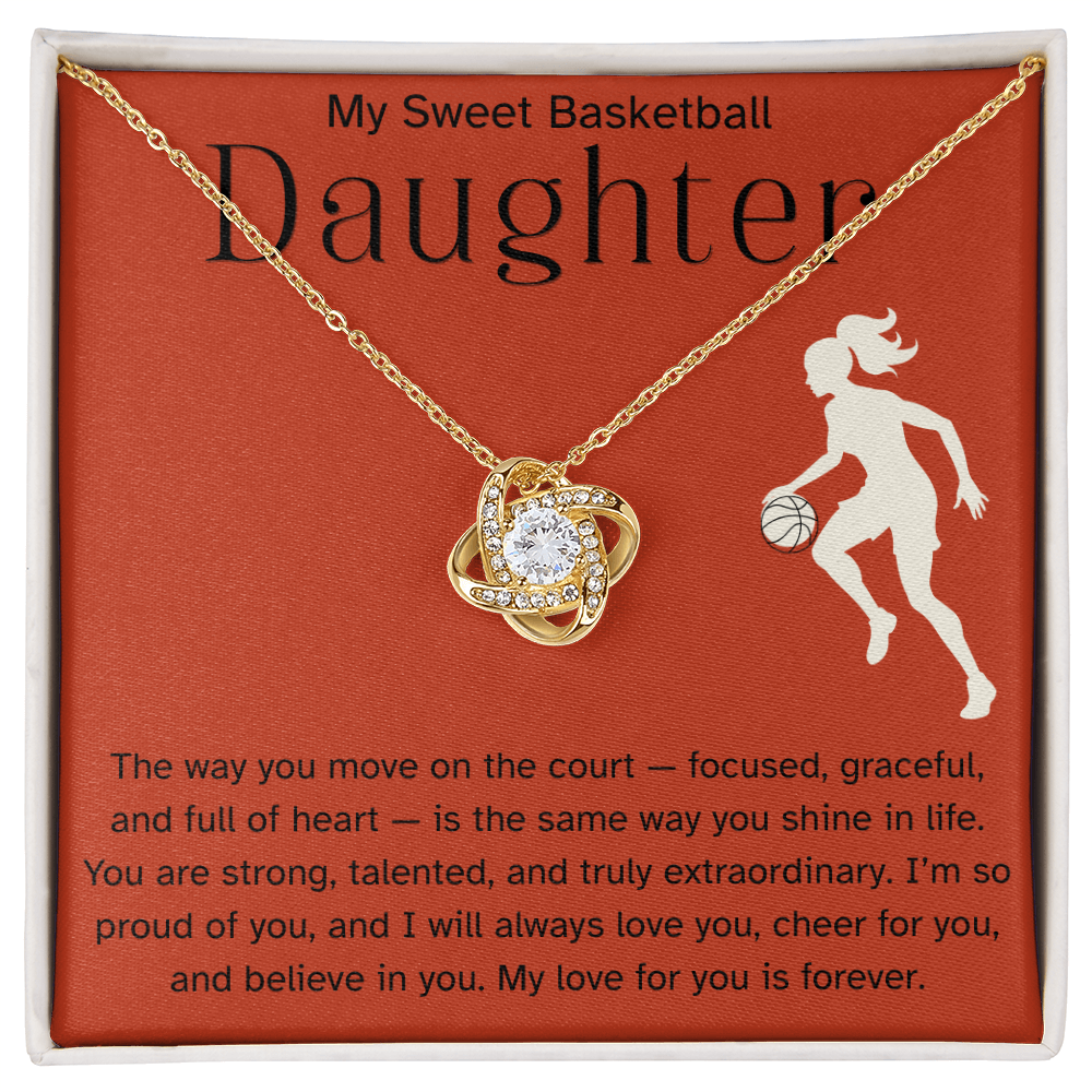 Sweet Basketball Daughter Necklace – Heartfelt Sports Gift for Her | Love Knot Necklace