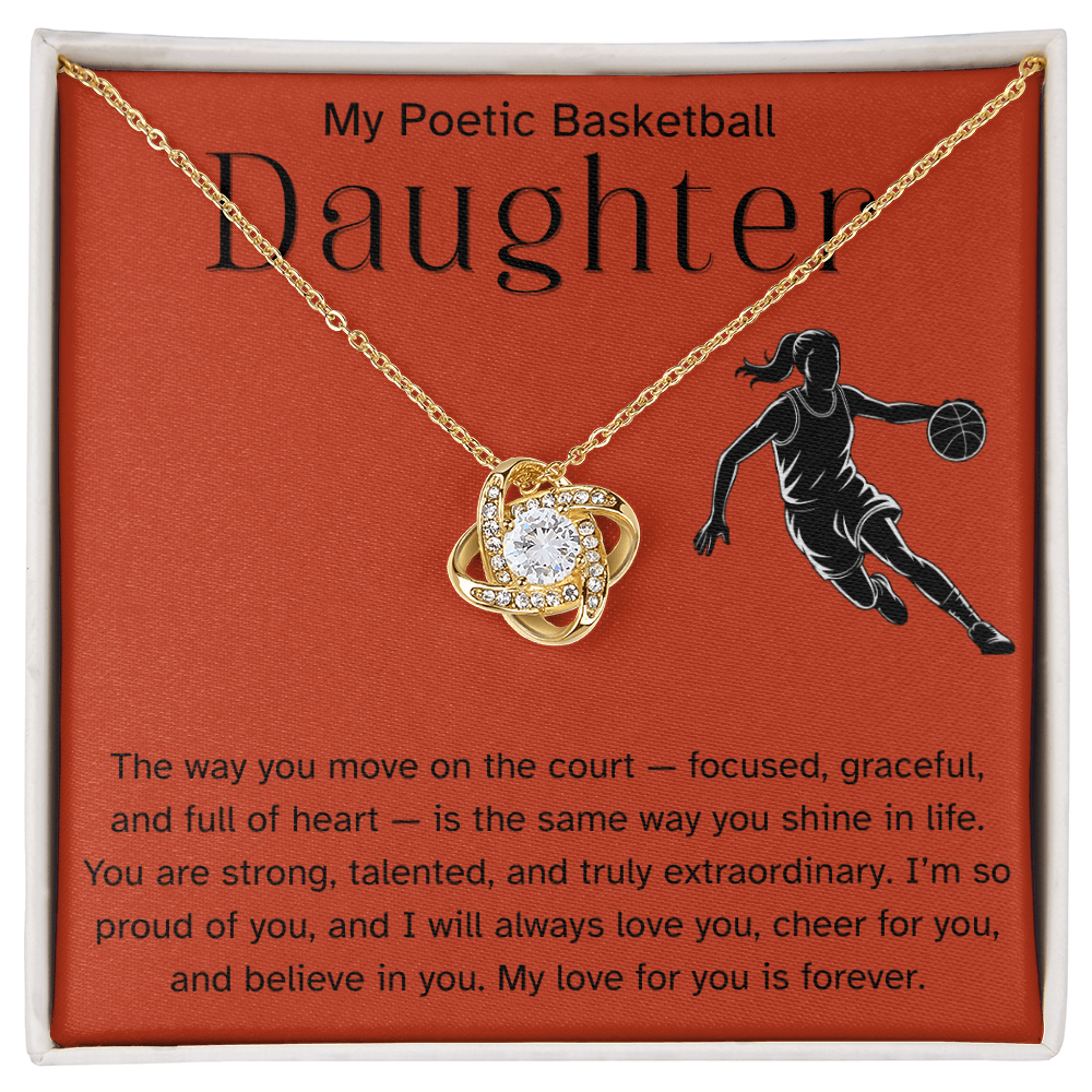 Poetic Basketball Daughter Necklace Gift – Encouraging Message Card for Athlete Daughter, Birthday, Christmas, Senior Night, Proud Parent Gift