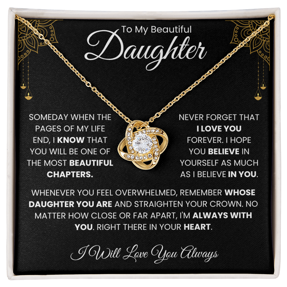 To My Beautiful Daughter – Elegant Black & Gold Message Card | Encouraging Gift from Parent