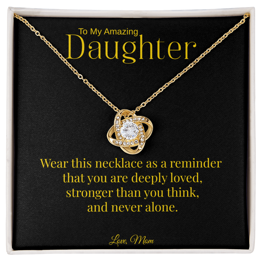 To My Amazing Daughter Necklace | Love Knot Gift from Mom | Daughter Jewelry Gift |  Inspirational Message Card Necklace | Birthday Graduation Gift