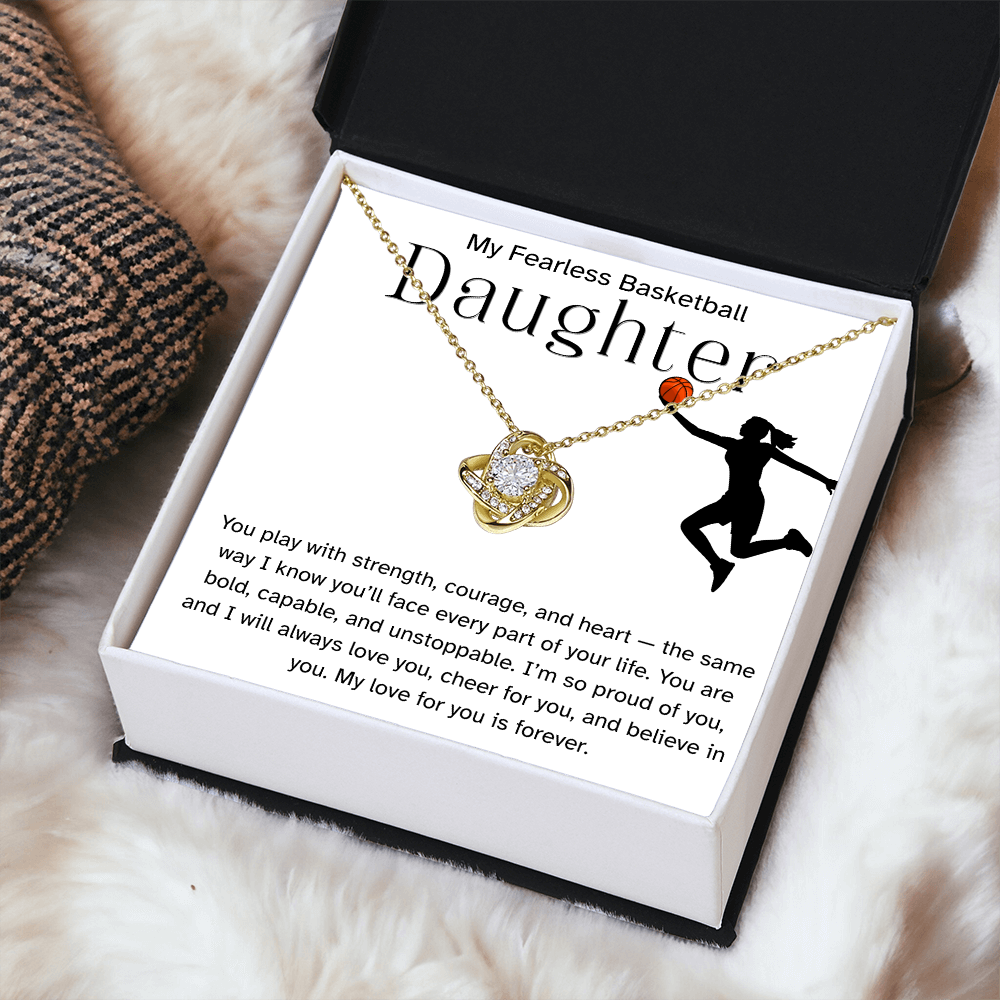 Fearless Basketball Daughter Necklace – Inspirational Sports Gift for Her