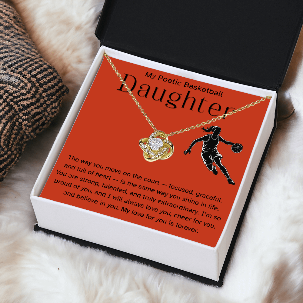 Poetic Basketball Daughter Necklace Gift – Encouraging Message Card for Athlete Daughter, Birthday, Christmas, Senior Night, Proud Parent Gift