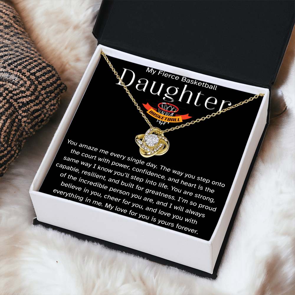 Fierce Basketball Daughter Necklace Gift – Encouraging Message Card for Athlete Daughter, Birthday, Senior Night, Christmas, Proud Parent Gift