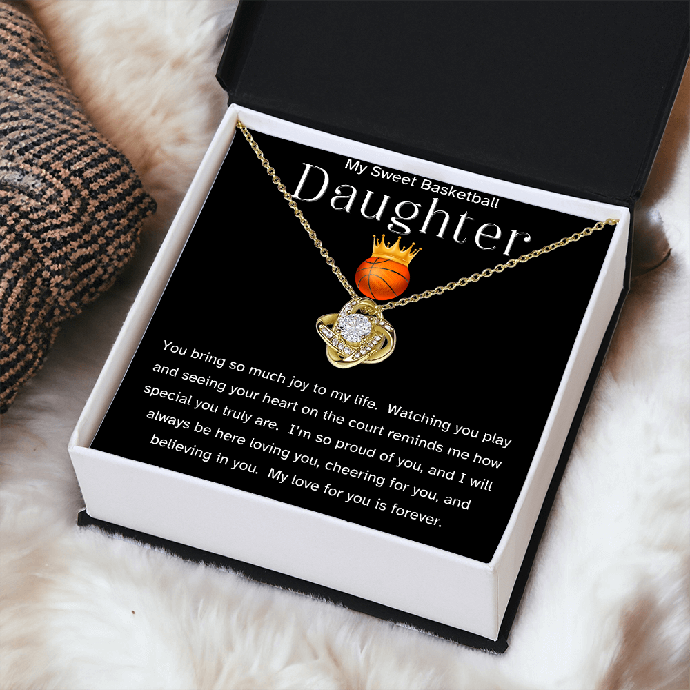 Sweet Basketball Daughter Necklace Gift – Heartfelt Message Card for Athlete Daughter, Birthday Gift from Mom or Dad, Encouragement, Christmas