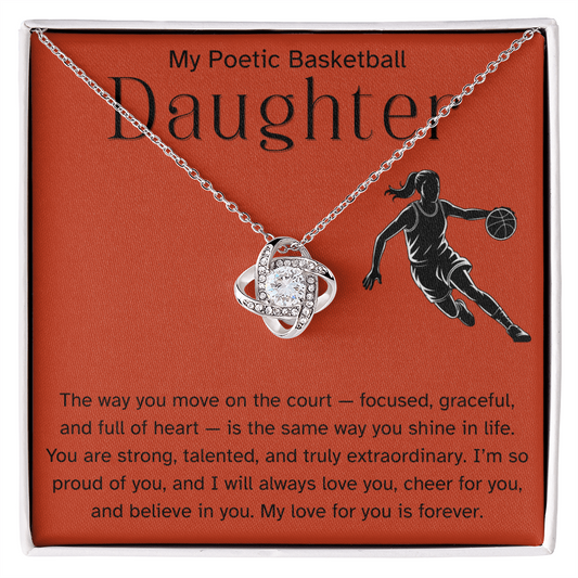 Poetic Basketball Daughter Necklace Gift – Encouraging Message Card for Athlete Daughter, Birthday, Christmas, Senior Night, Proud Parent Gift