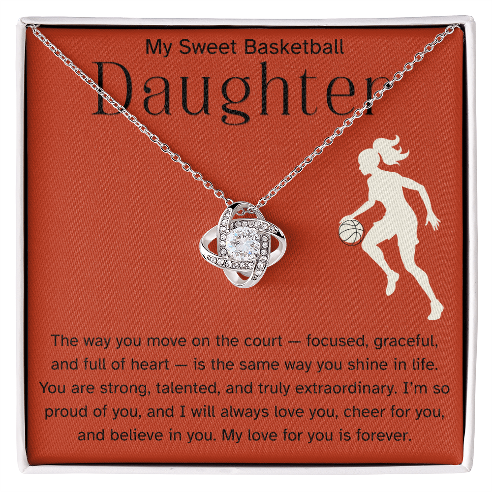 Sweet Basketball Daughter Necklace – Heartfelt Sports Gift for Her | Love Knot Necklace