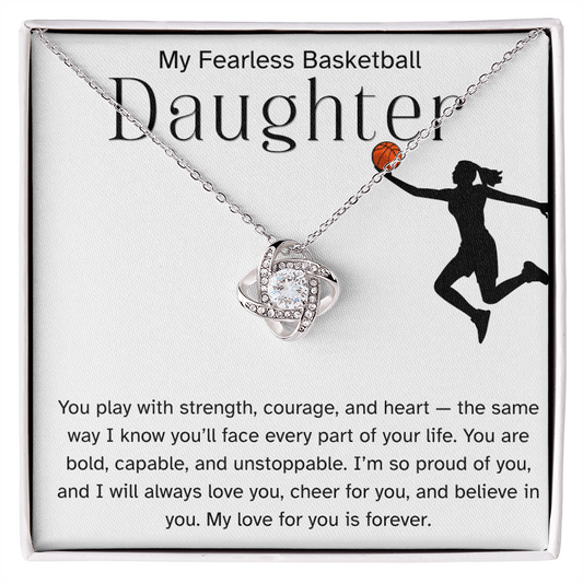 Fearless Basketball Daughter Necklace – Inspirational Sports Gift for Her