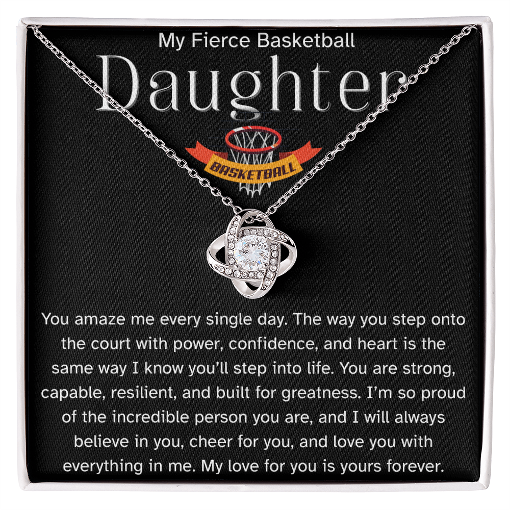 Fierce Basketball Daughter Necklace Gift – Encouraging Message Card for Athlete Daughter, Birthday, Senior Night, Christmas, Proud Parent Gift