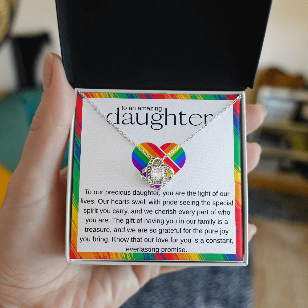 To An Amazing Daughter – Pride Love Knot Necklace | Symbol of Unconditional Love and Acceptance