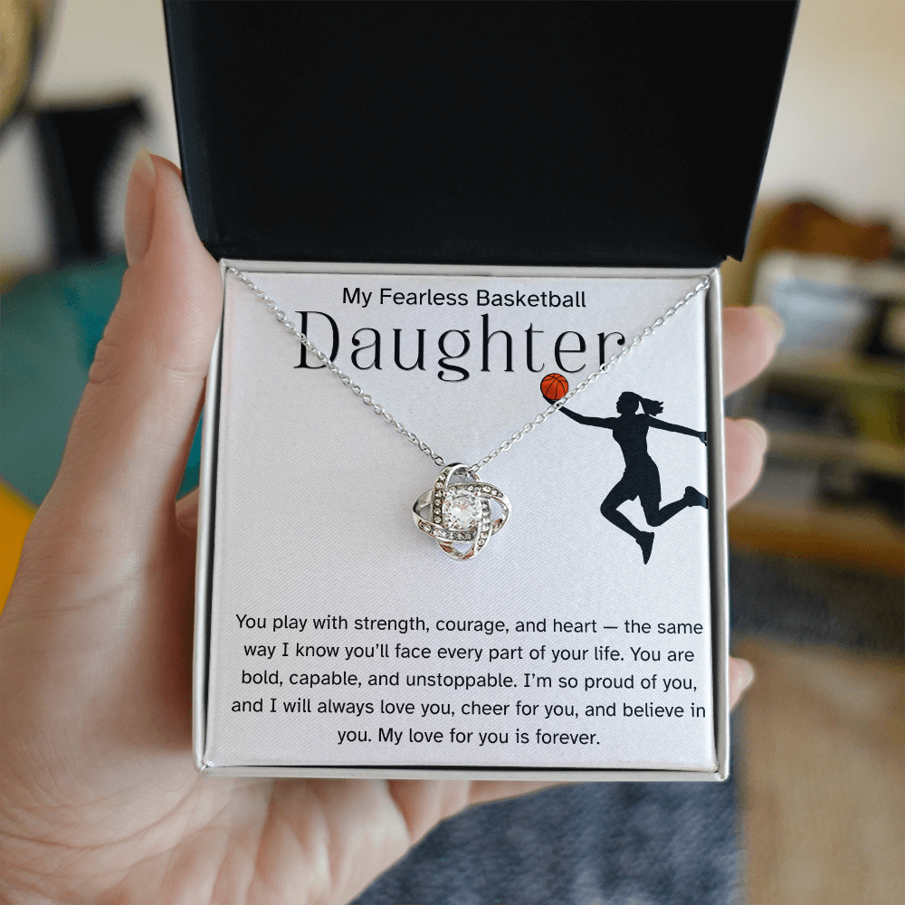 Fearless Basketball Daughter Necklace – Inspirational Sports Gift for Her