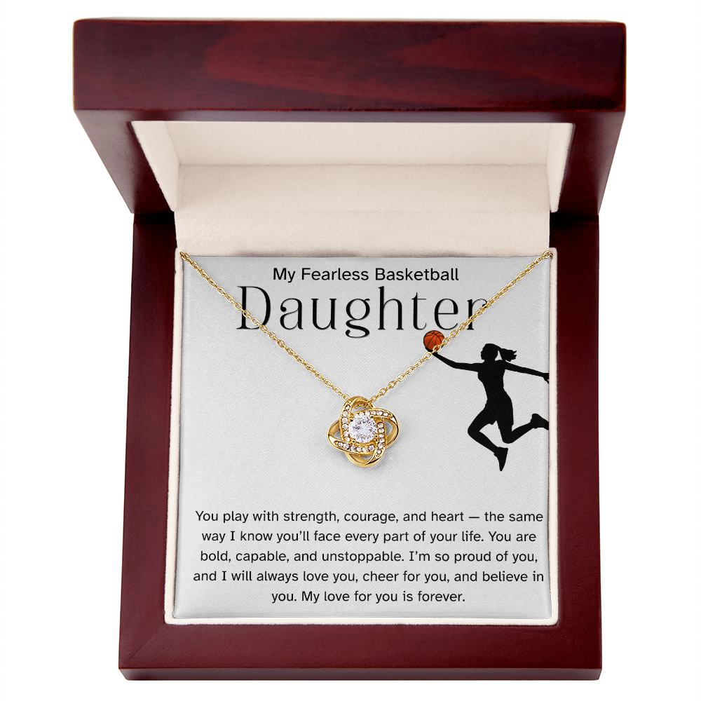 Fearless Basketball Daughter Necklace – Inspirational Sports Gift for Her