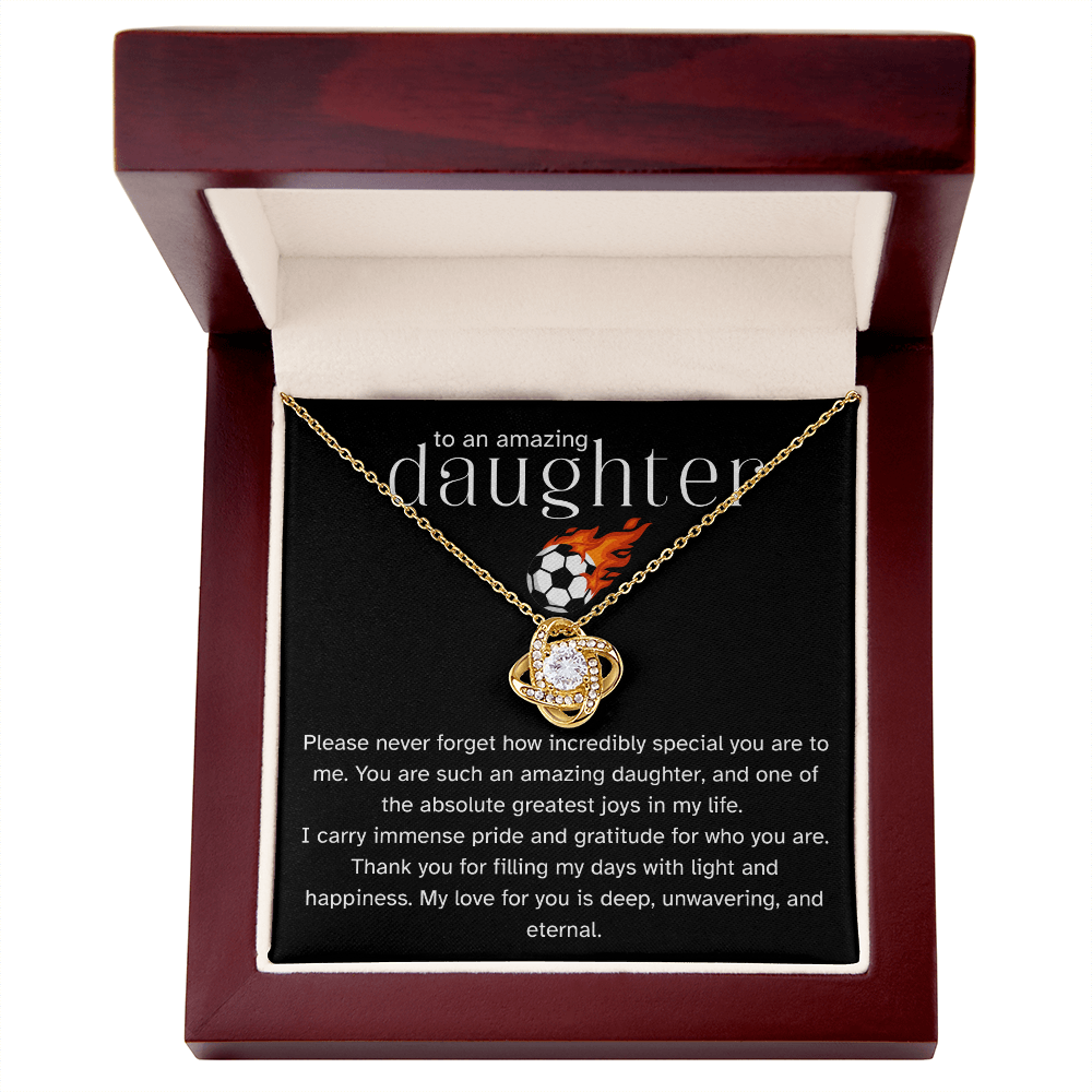 To My Soccer Daughter – Love Knot Necklace from Dad | Sports-Inspired Gift of Pride, Love, and Encouragement