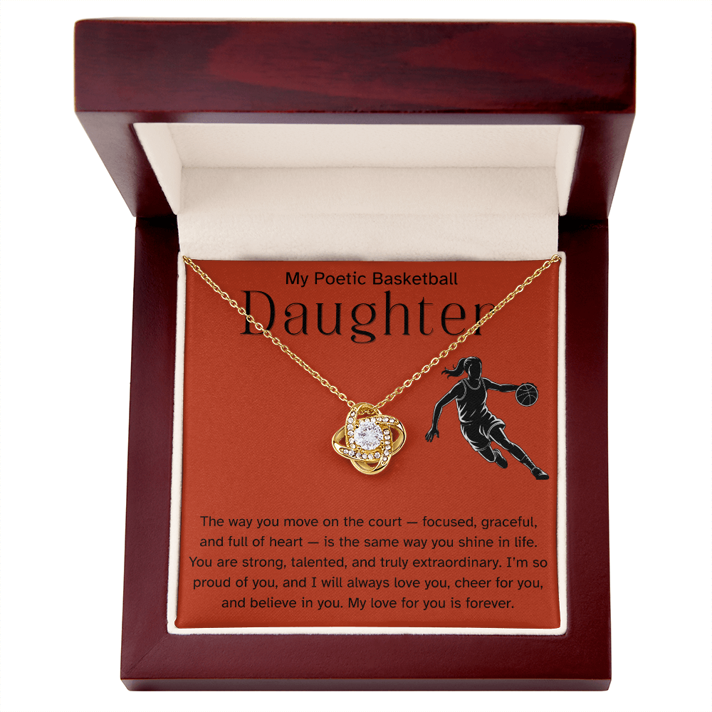 Poetic Basketball Daughter Necklace Gift – Encouraging Message Card for Athlete Daughter, Birthday, Christmas, Senior Night, Proud Parent Gift