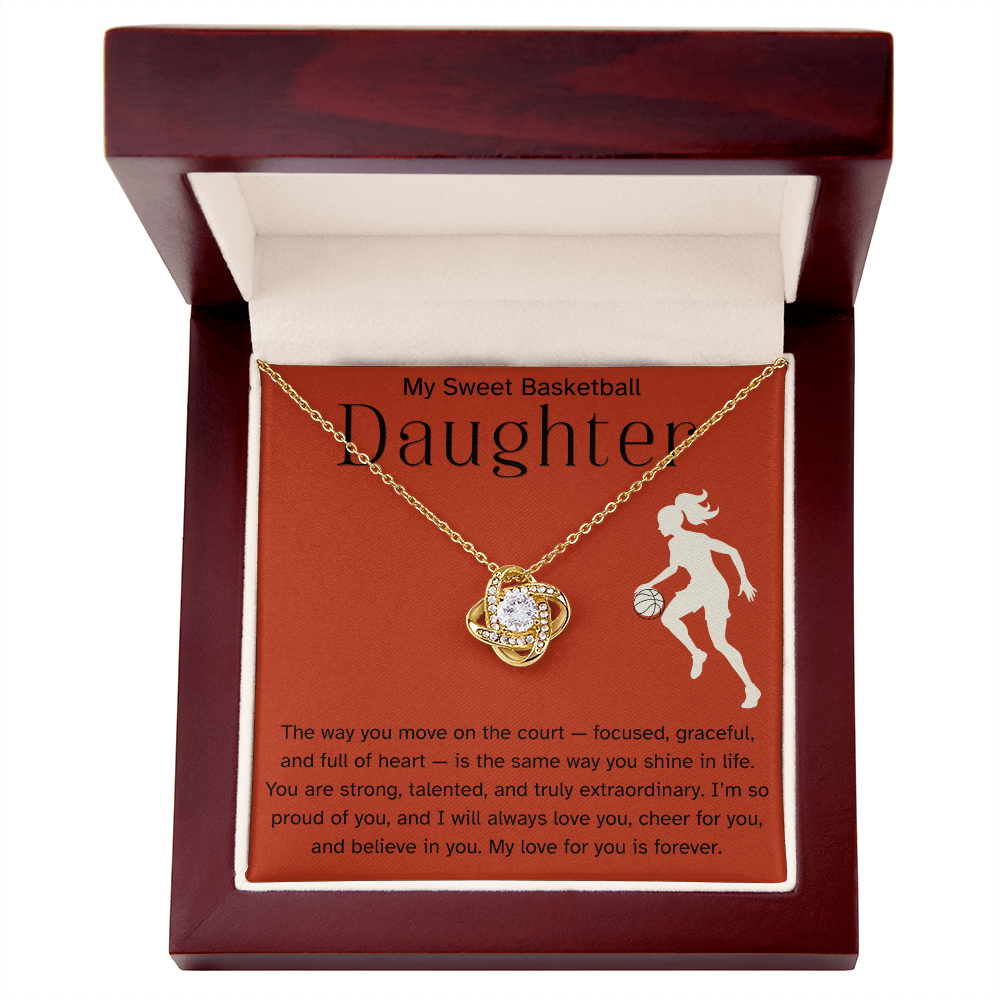 Sweet Basketball Daughter Necklace – Heartfelt Sports Gift for Her | Love Knot Necklace