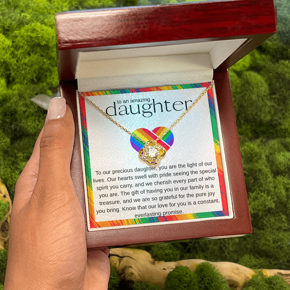 To An Amazing Daughter – Pride Love Knot Necklace | Symbol of Unconditional Love and Acceptance