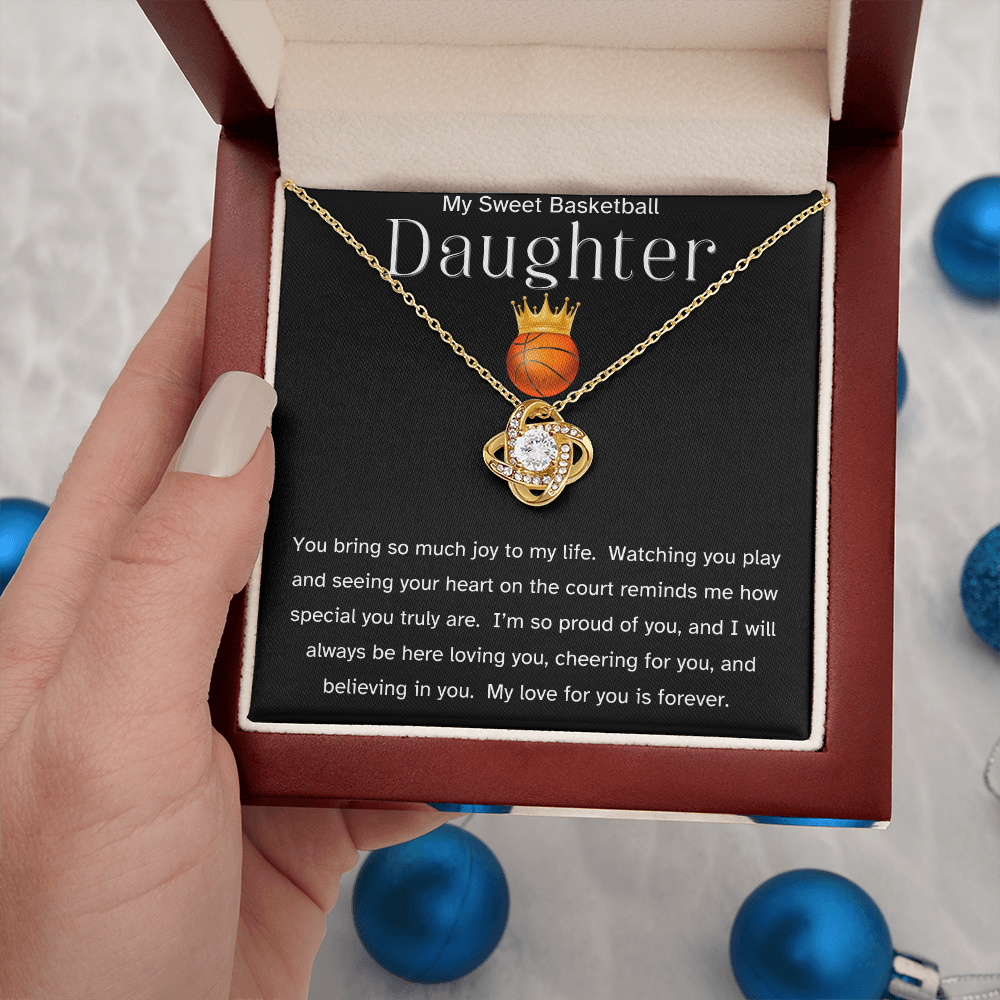 Sweet Basketball Daughter Necklace Gift – Heartfelt Message Card for Athlete Daughter, Birthday Gift from Mom or Dad, Encouragement, Christmas