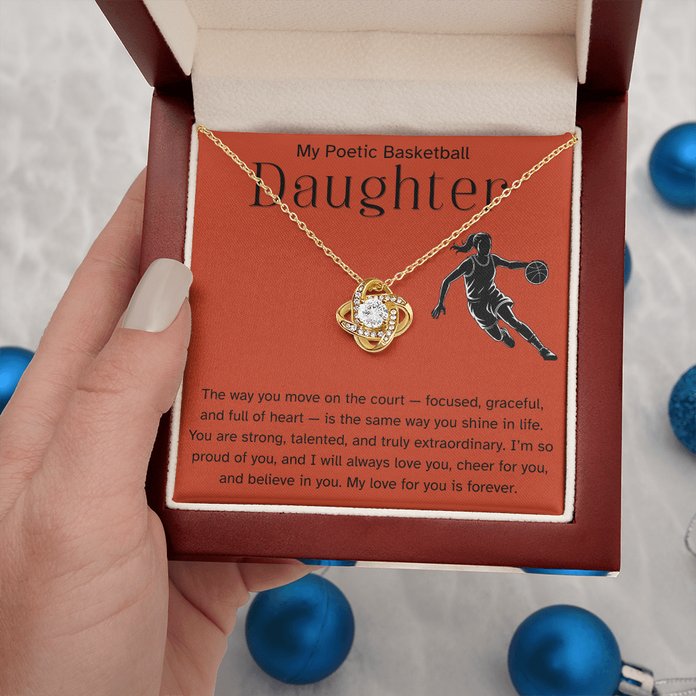 Poetic Basketball Daughter Necklace Gift – Encouraging Message Card for Athlete Daughter, Birthday, Christmas, Senior Night, Proud Parent Gift