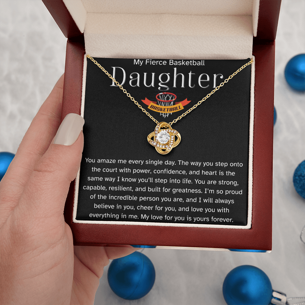 Fierce Basketball Daughter Necklace Gift – Encouraging Message Card for Athlete Daughter, Birthday, Senior Night, Christmas, Proud Parent Gift