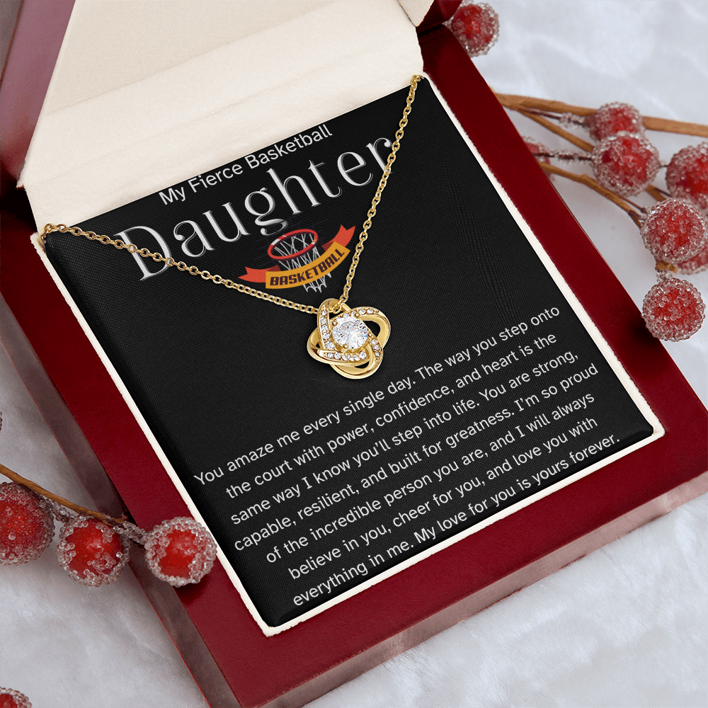 Fierce Basketball Daughter Necklace Gift – Encouraging Message Card for Athlete Daughter, Birthday, Senior Night, Christmas, Proud Parent Gift