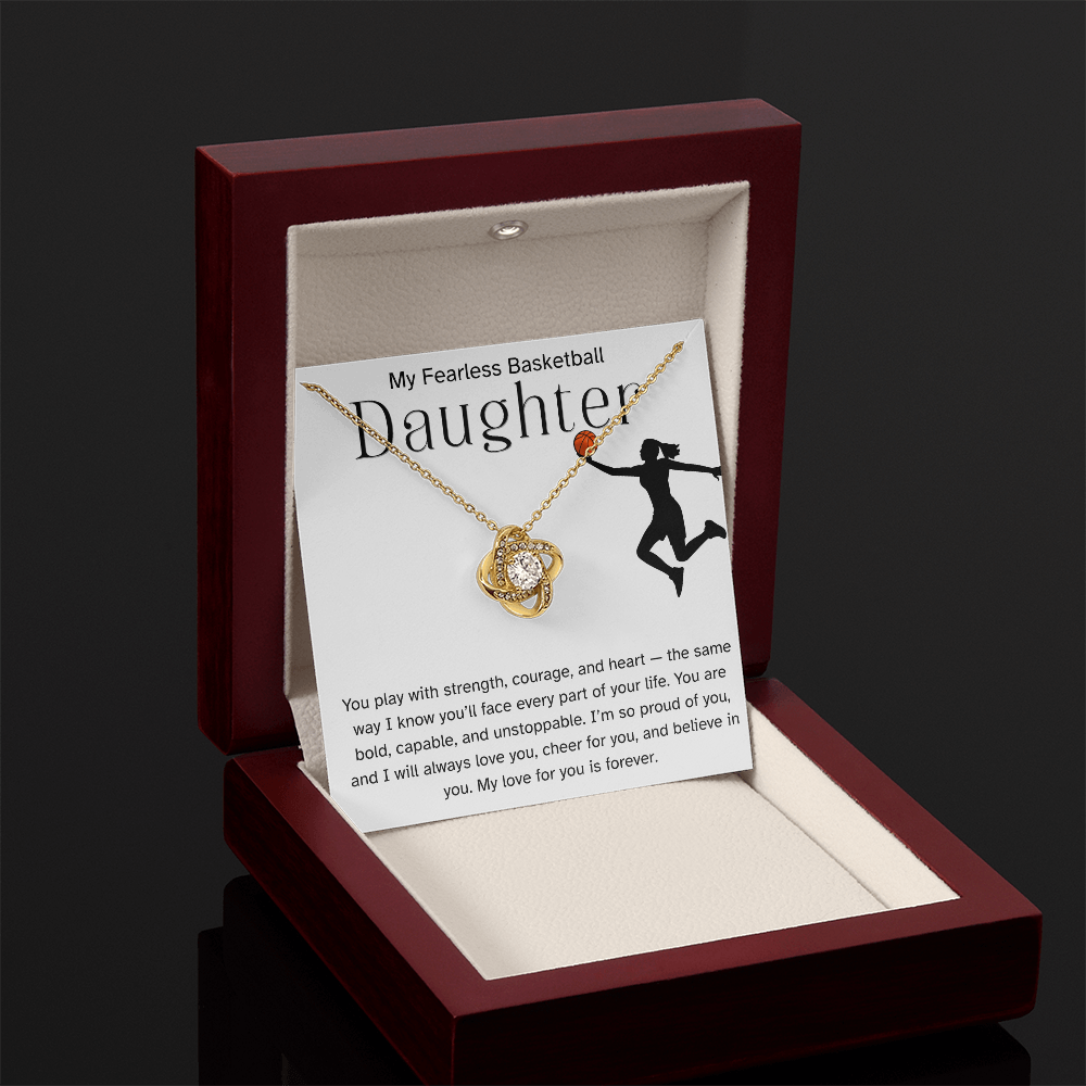 Fearless Basketball Daughter Necklace – Inspirational Sports Gift for Her