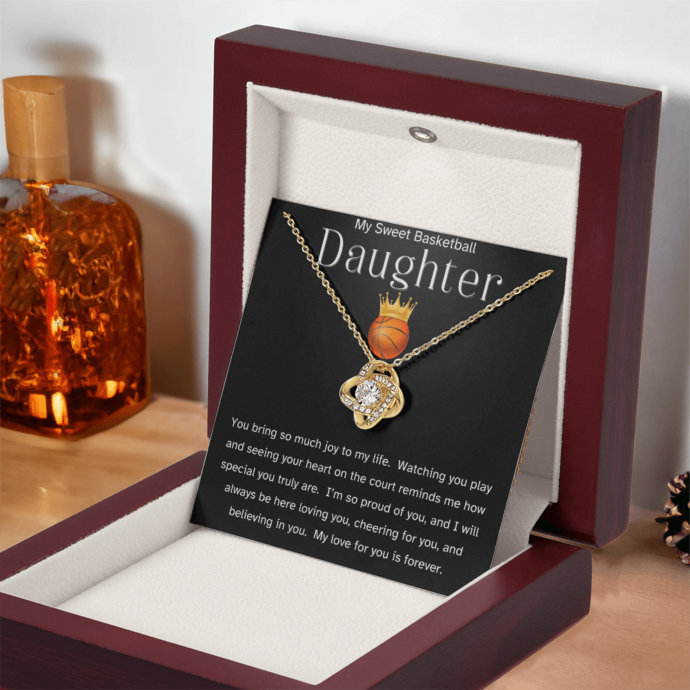 Sweet Basketball Daughter Necklace Gift – Heartfelt Message Card for Athlete Daughter, Birthday Gift from Mom or Dad, Encouragement, Christmas