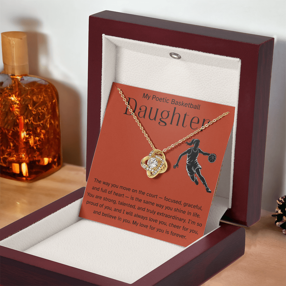 Poetic Basketball Daughter Necklace Gift – Encouraging Message Card for Athlete Daughter, Birthday, Christmas, Senior Night, Proud Parent Gift