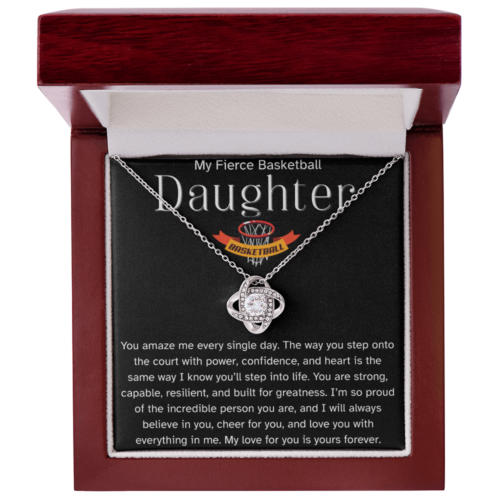 Fierce Basketball Daughter Necklace Gift – Encouraging Message Card for Athlete Daughter, Birthday, Senior Night, Christmas, Proud Parent Gift