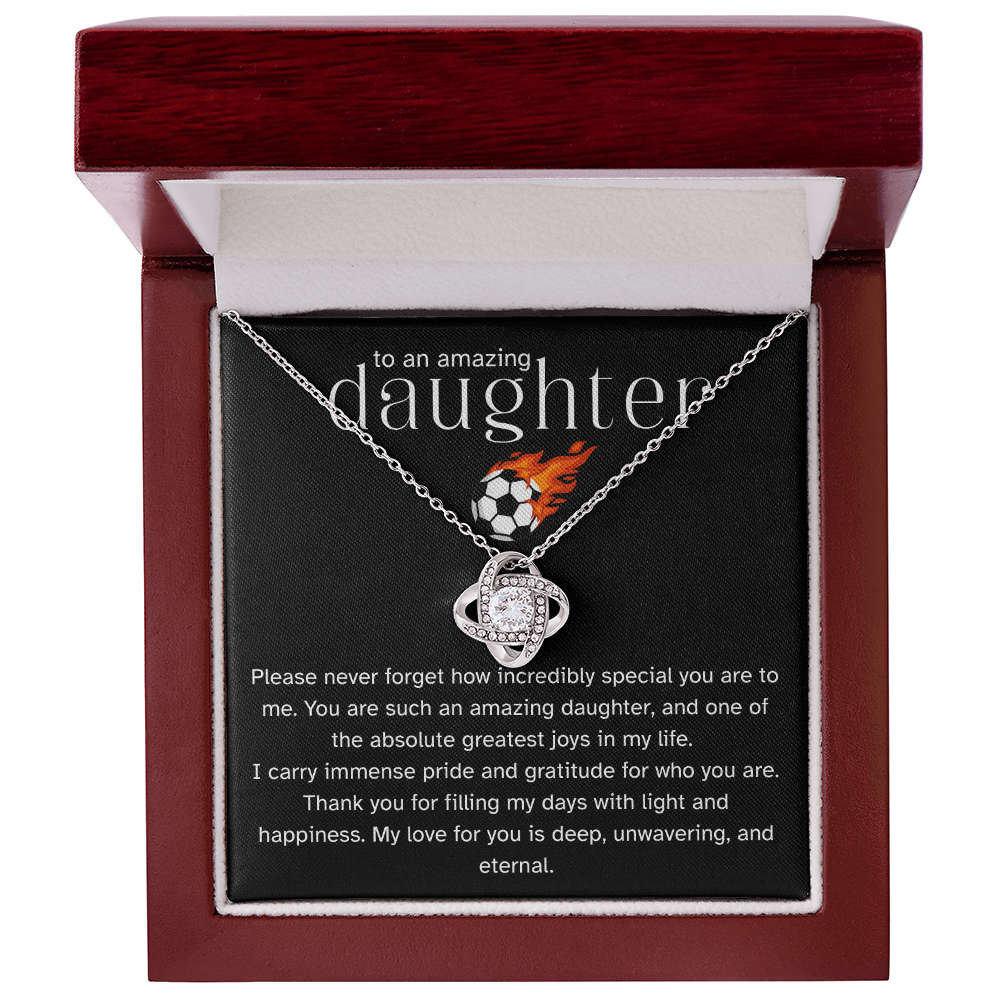 To My Soccer Daughter – Love Knot Necklace from Dad | Sports-Inspired Gift of Pride, Love, and Encouragement