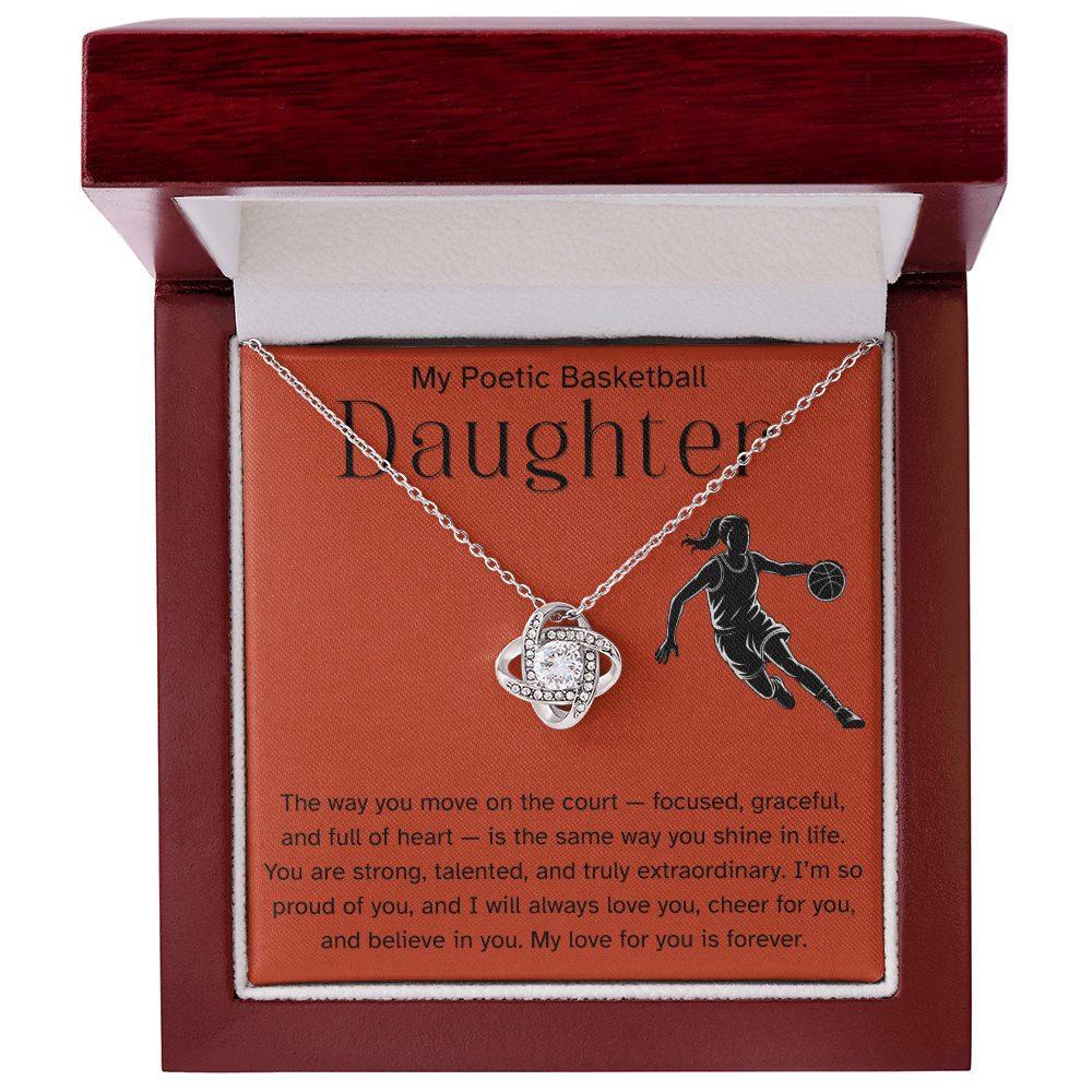 Poetic Basketball Daughter Necklace Gift – Encouraging Message Card for Athlete Daughter, Birthday, Christmas, Senior Night, Proud Parent Gift