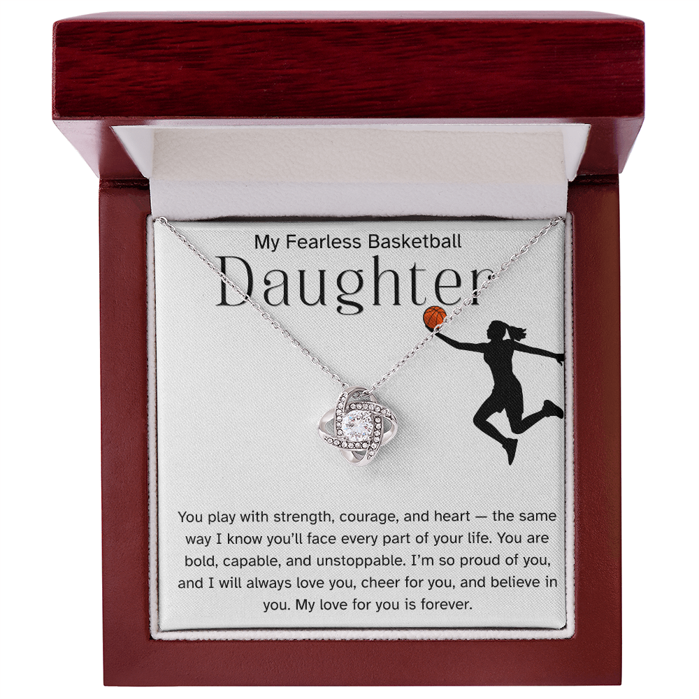 Fearless Basketball Daughter Necklace – Inspirational Sports Gift for Her