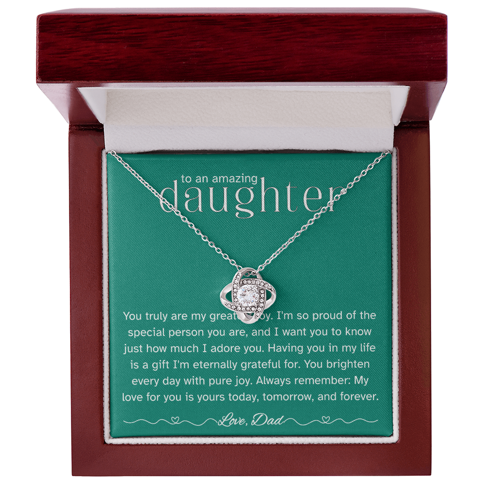 To My Amazing Daughter – Love Knot Necklace from Dad | Heartfelt Father's Gift of Pride and Joy
