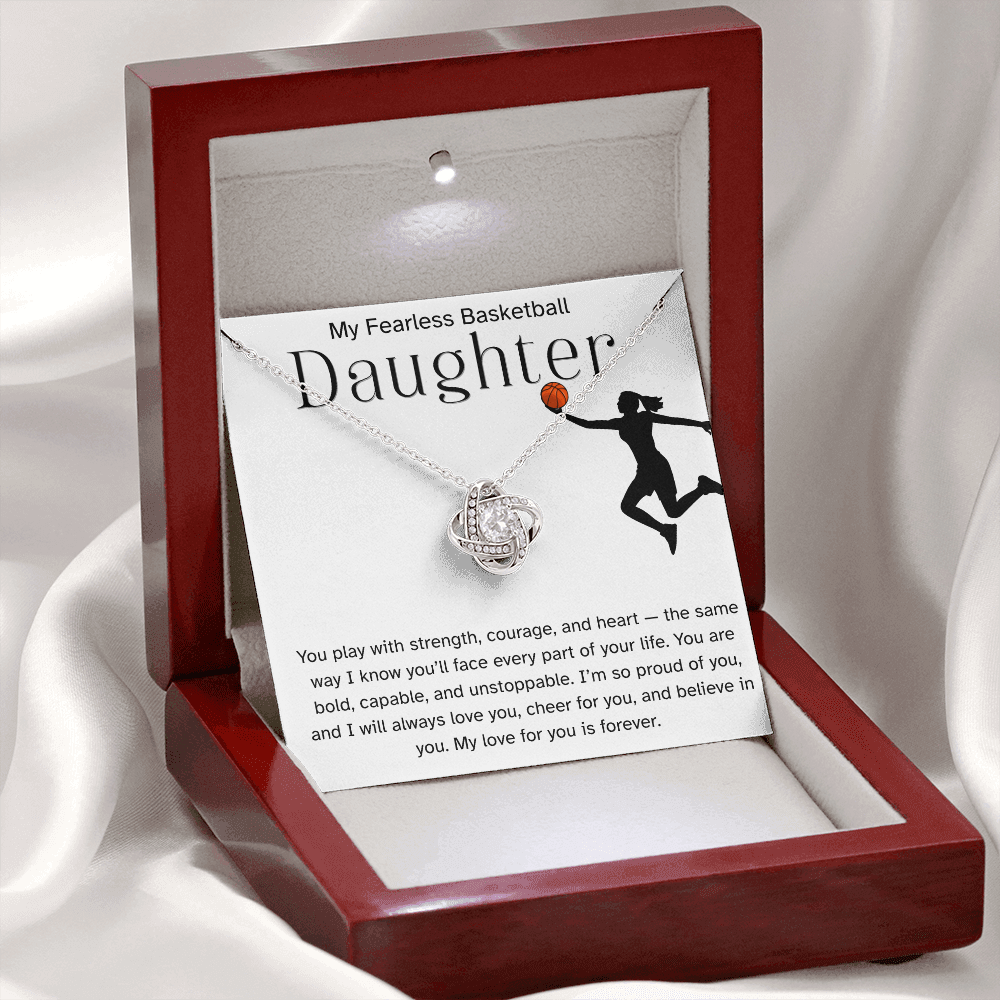 Fearless Basketball Daughter Necklace – Inspirational Sports Gift for Her