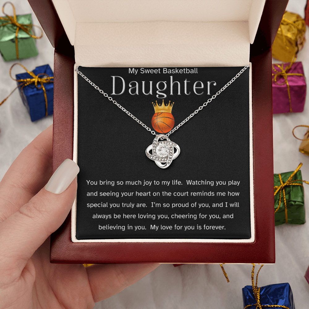 Sweet Basketball Daughter Necklace Gift – Heartfelt Message Card for Athlete Daughter, Birthday Gift from Mom or Dad, Encouragement, Christmas