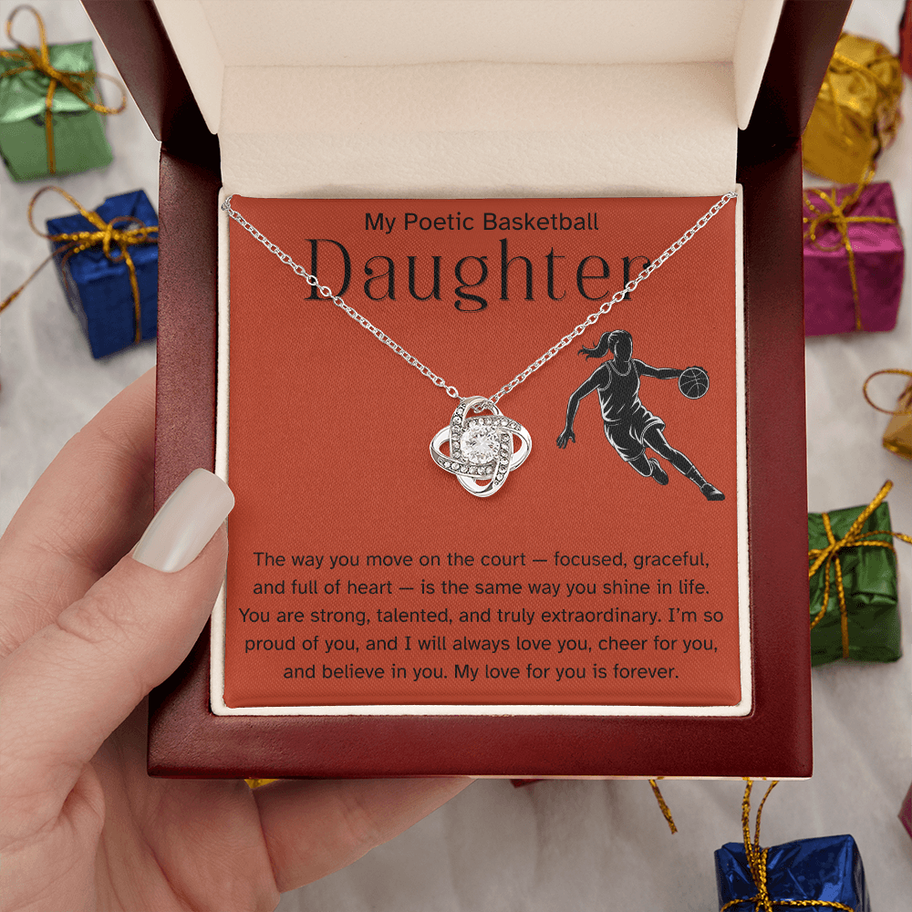 Poetic Basketball Daughter Necklace Gift – Encouraging Message Card for Athlete Daughter, Birthday, Christmas, Senior Night, Proud Parent Gift