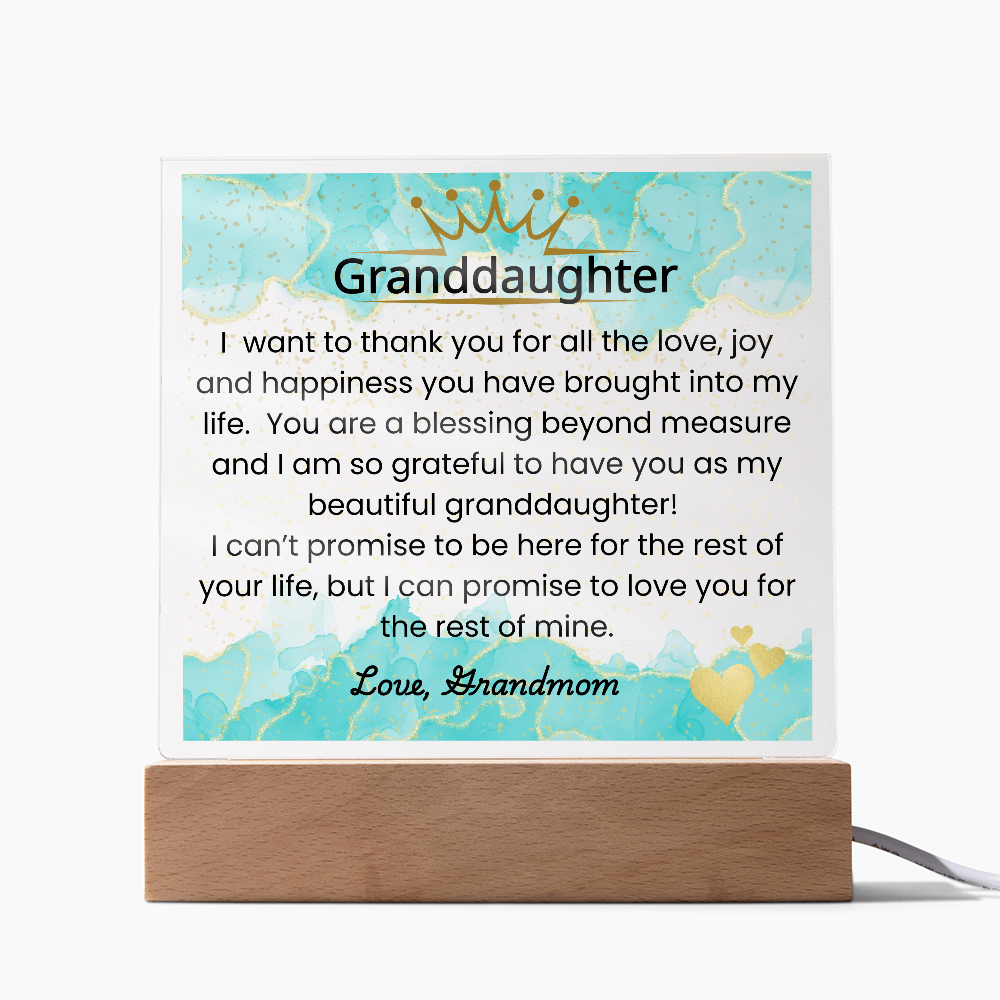 To My Granddaughter – Acrylic LED Plaque Gift from Grandmom