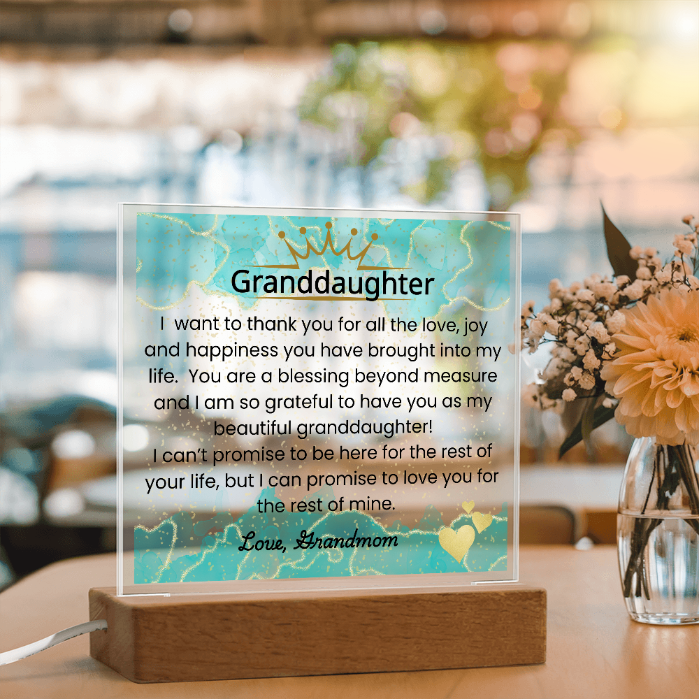 To My Granddaughter – Acrylic LED Plaque Gift from Grandmom